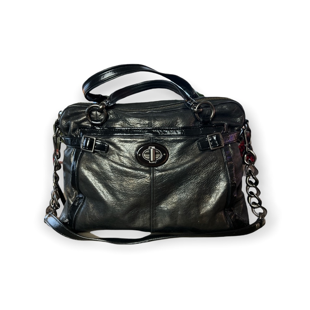 Coach Flagship ‘Ella’ Black/Gunmetal Leather Satchel